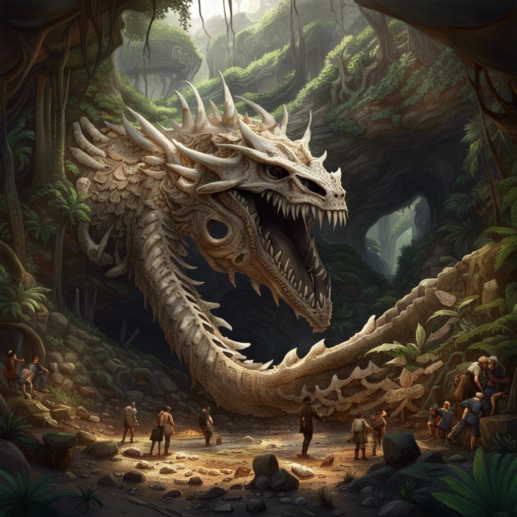 Gigantic Dragon Skeleton Excavation in Jungle Sinkhole