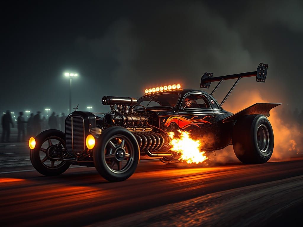 Epic Cinematic Drag-u-la Drag Racer in Sinister Horror Digit...