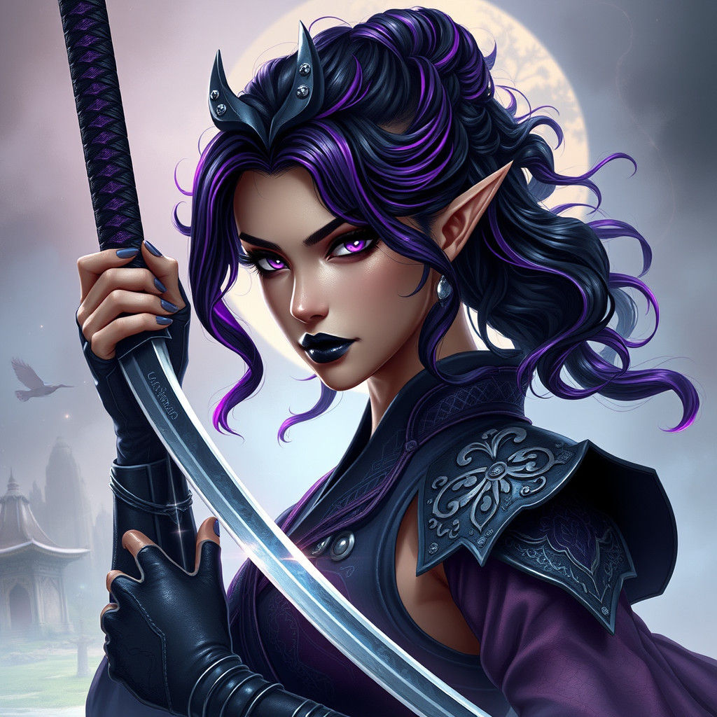 Mystical Warrior with Katana in Dreamy Landscape