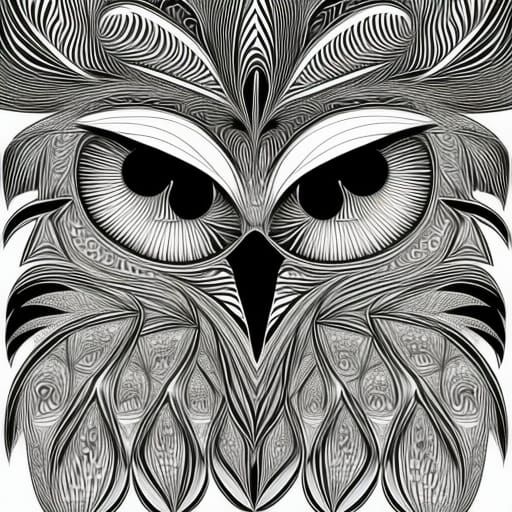 Great Horned Owl in Abstract Fractal Design
