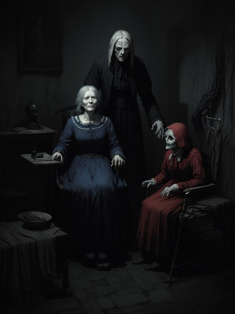 Horror Scene: Parkinson's Spirits and Old Woman
