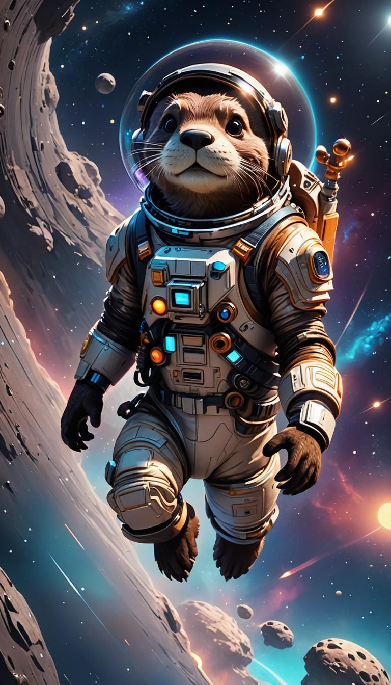 Otter Astronaut's Moonwalk: 3D Pixar Anime Adventure