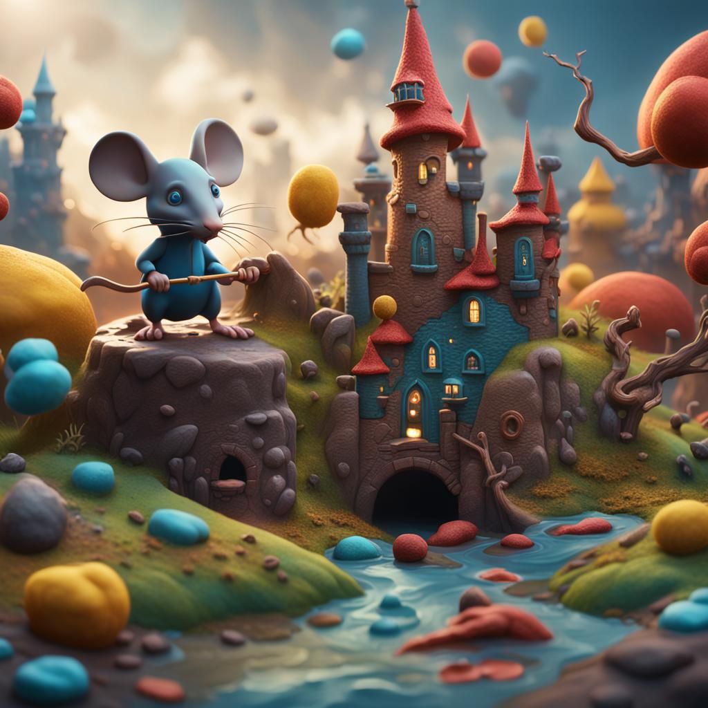 Mice Sculpting with Plasticine: Detailed Matte Painting