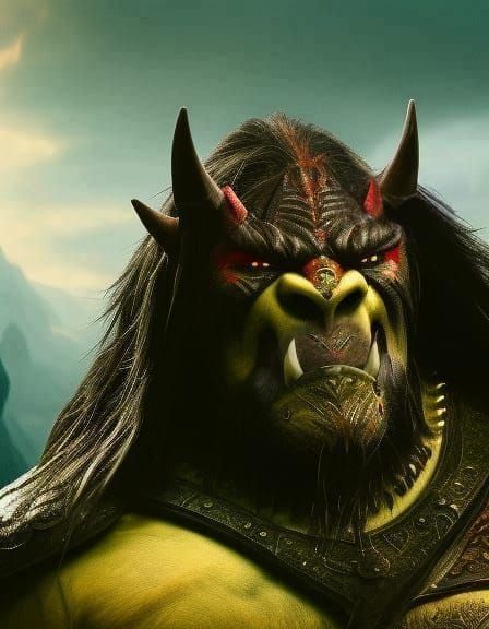 Hideous Orc with Tusks in Expressionist Style