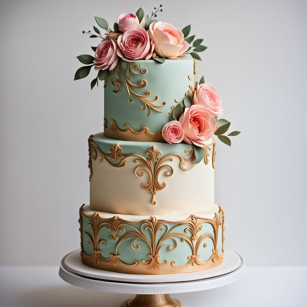 Festive Holiday Cake with Elaborate Decorations