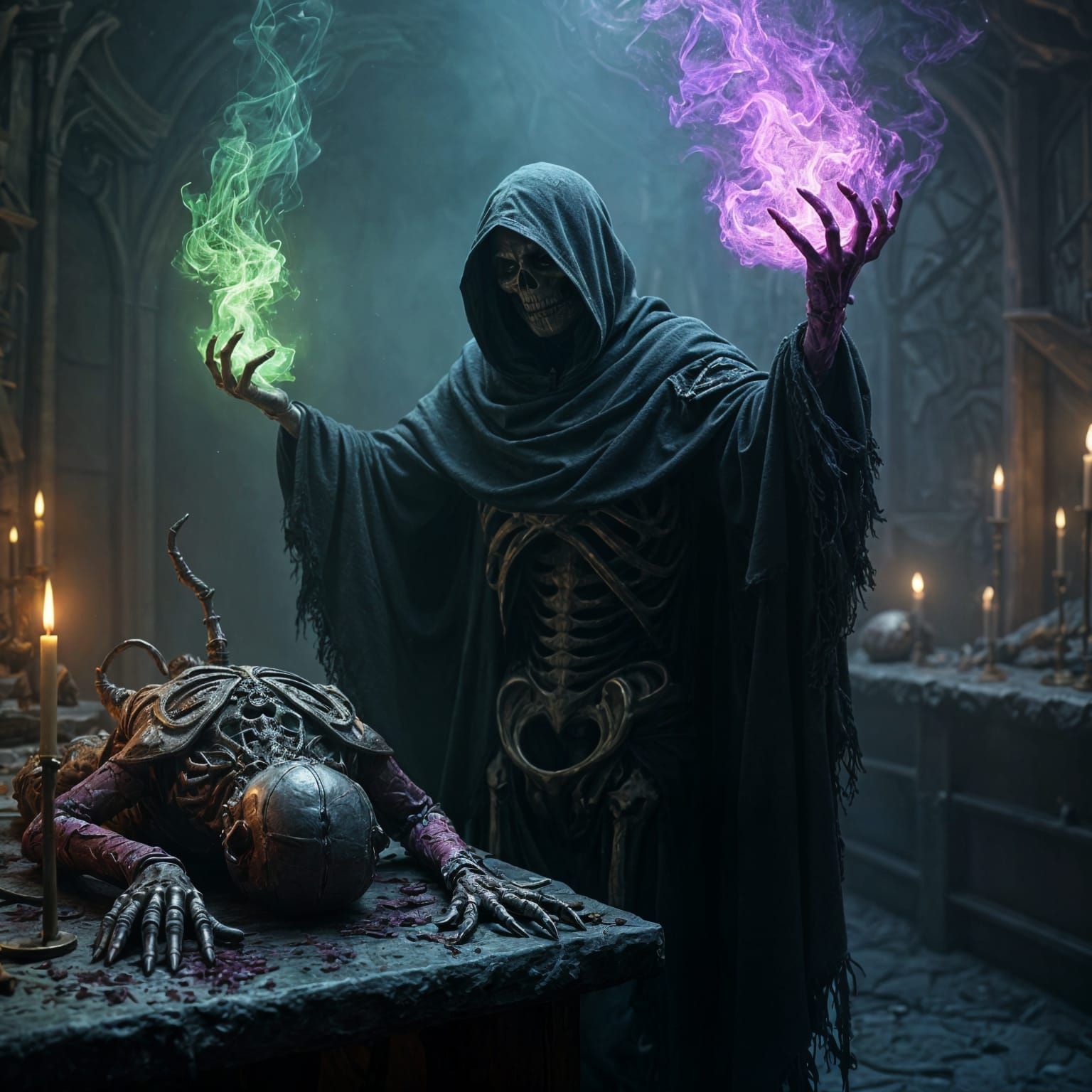 Sinister Skeleton Summoner Casting a Spell