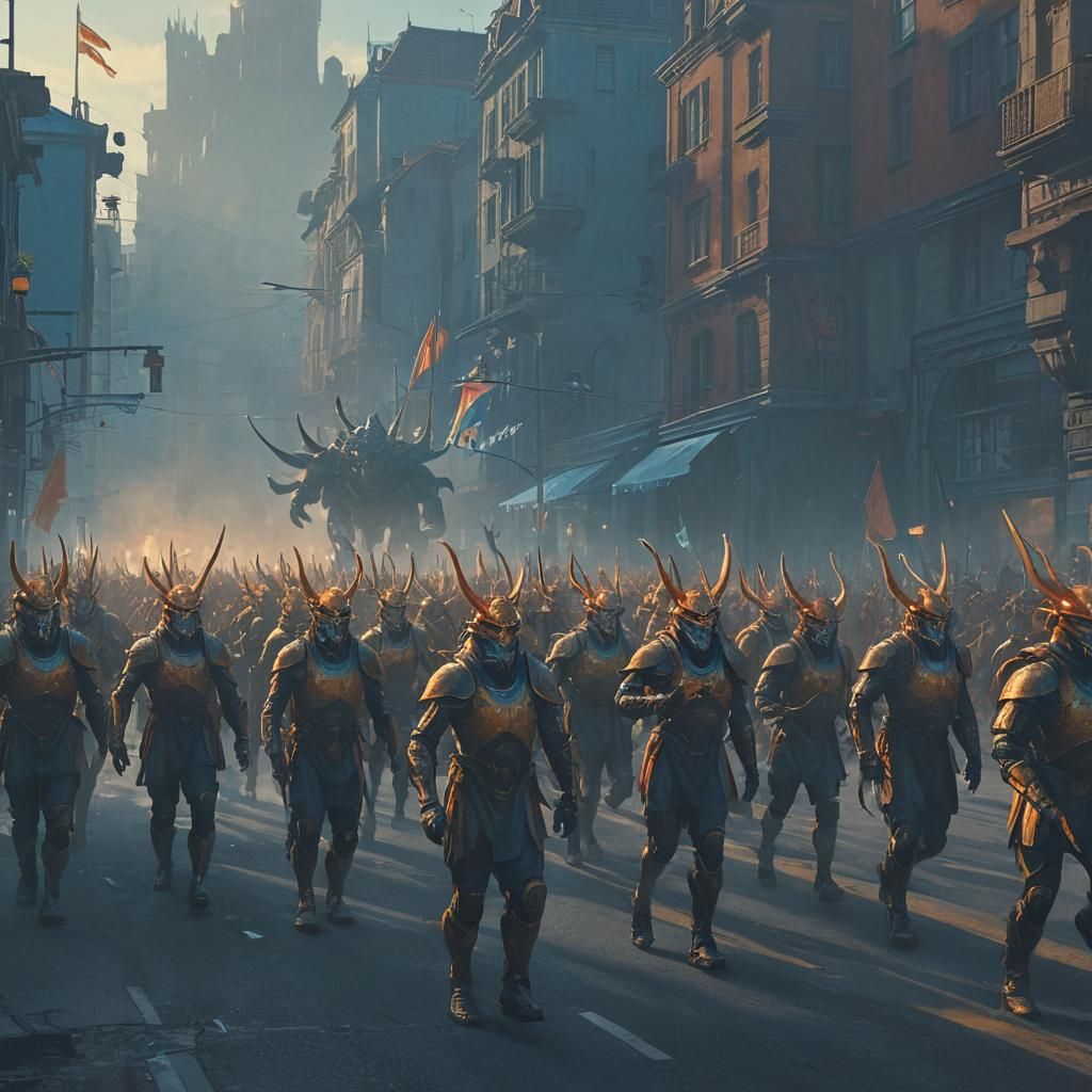 Mythical Creatures Parade in a Mystical City