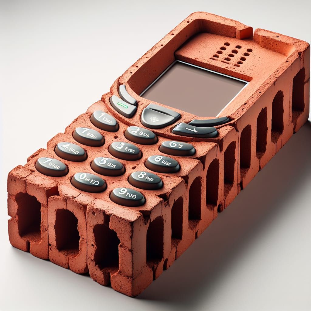 Brick Mobile Phone on White Background