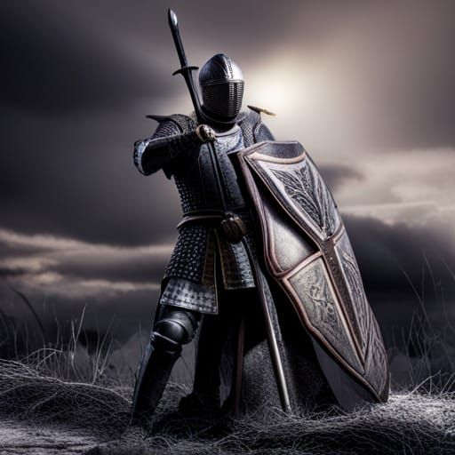 Battlefield Knight: Hyperrealistic HDR Image