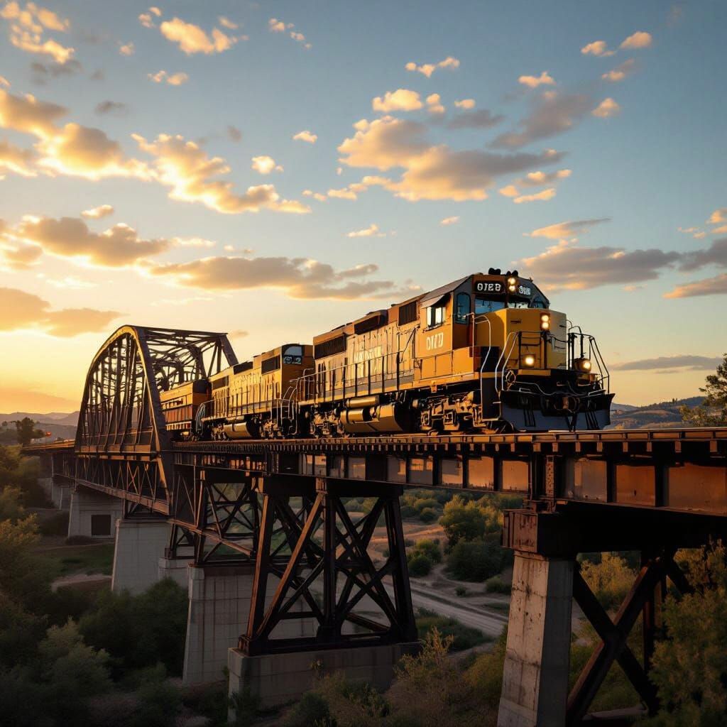 SP&S EMD SW-9 Locomotive Crosses Truss Bridge in 1968