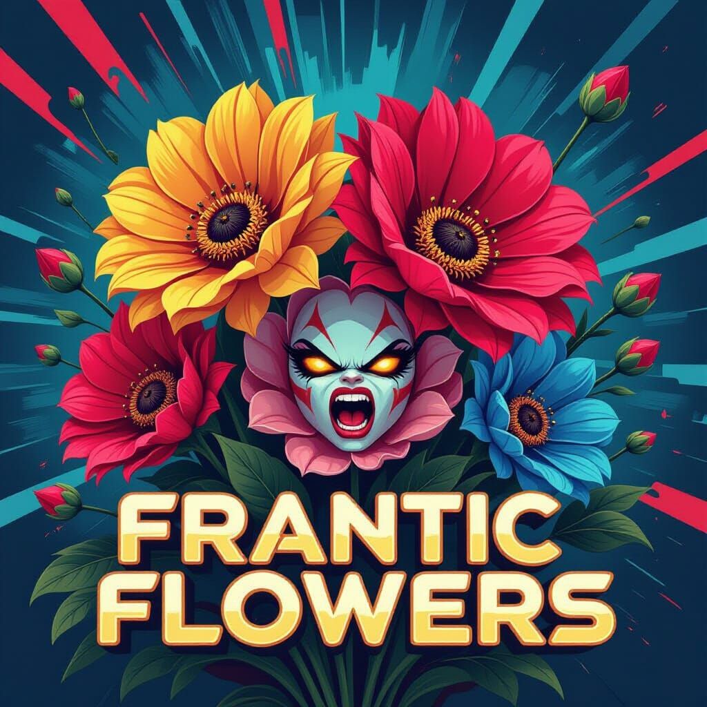 Frantic Flowers with Fierce Faces in Concept Art Style