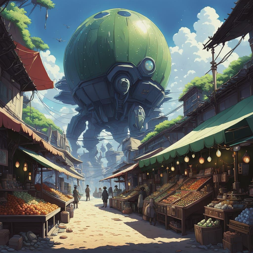 Exotic Alien Marketplace on Desert Planet