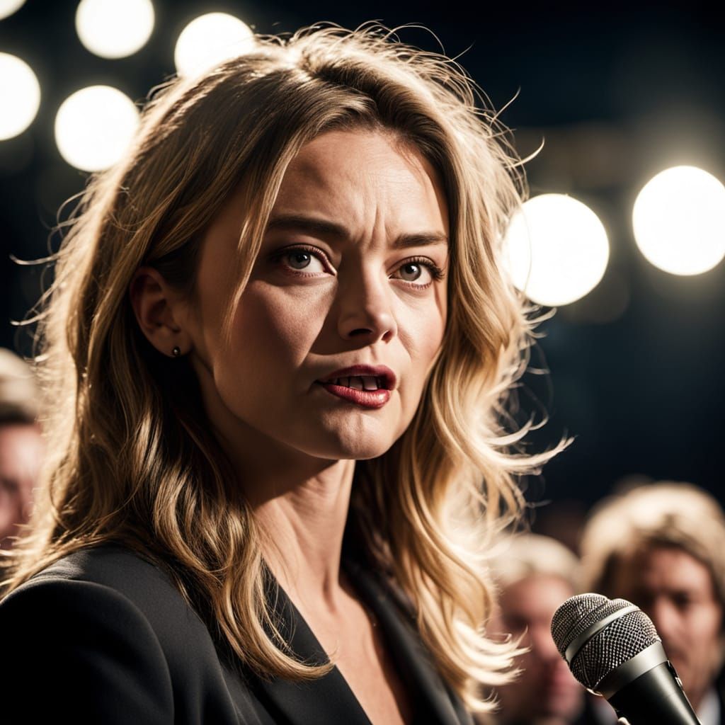 Passionate Political Candidate Speech on Stage