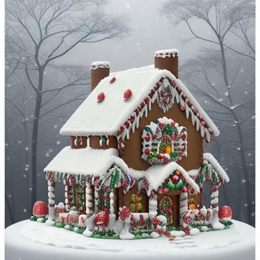 Snow-Kissed Gingerbread Village in Winter