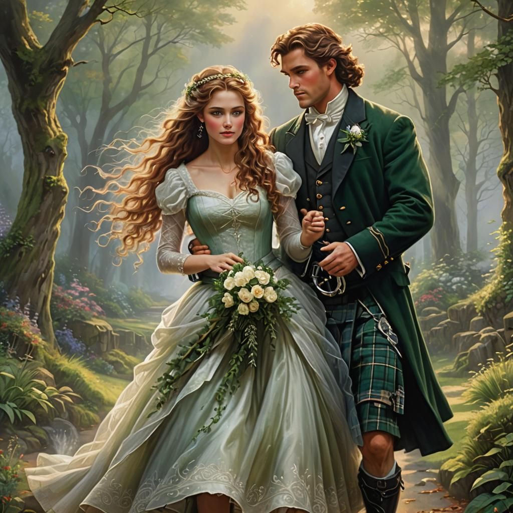 Scottish Bride and Groom in Ethereal Fantasy Style