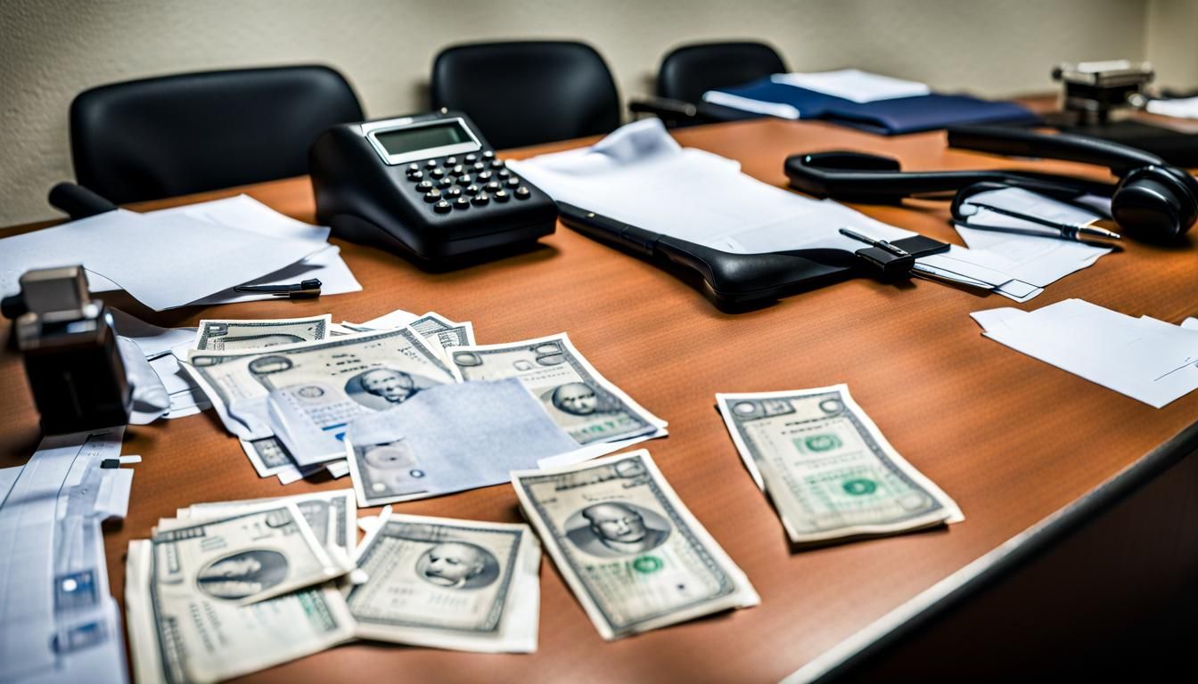 Evidence Displayed on a Table in Police Station