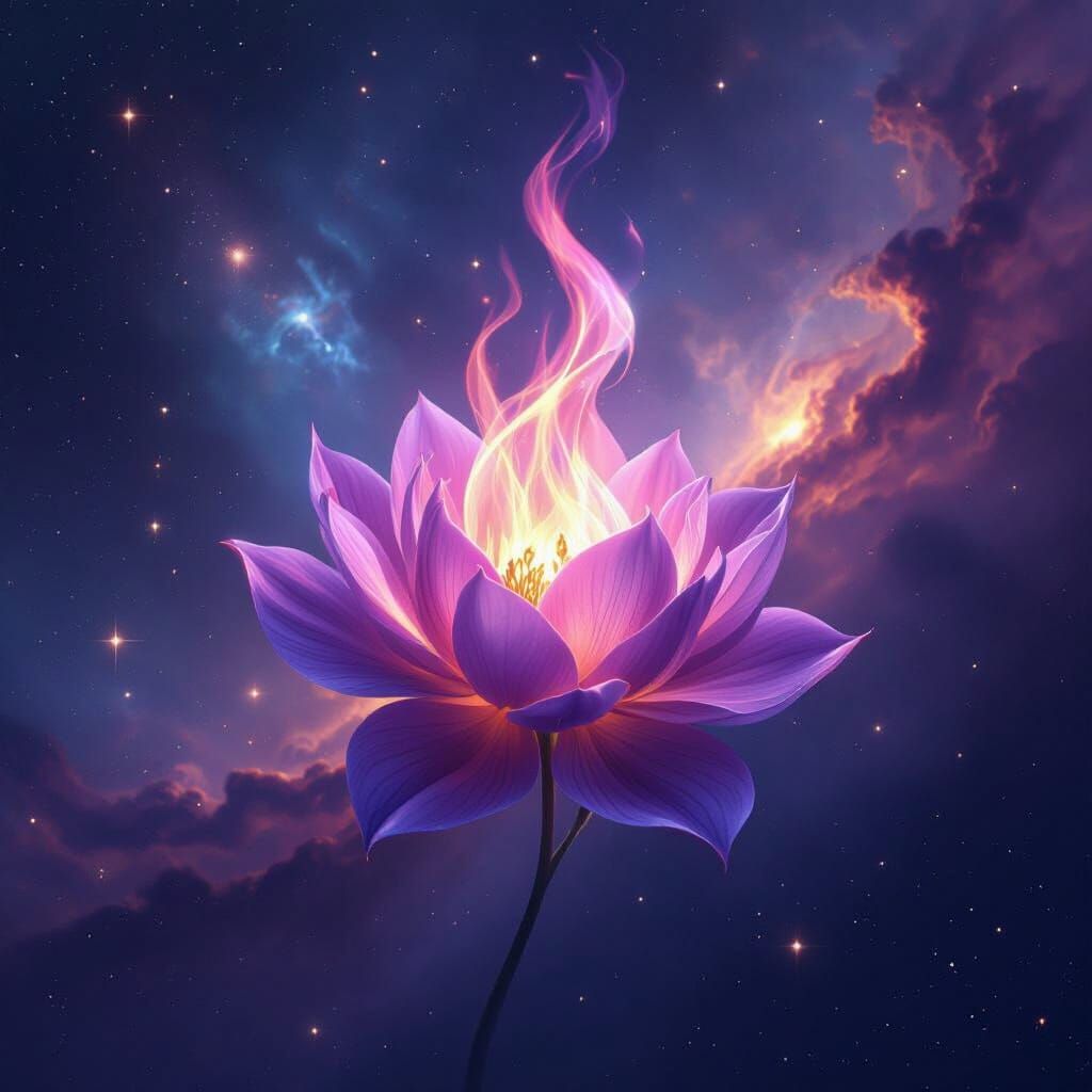 Cosmic Violet Flame Emanating from Ethereal Lotus
