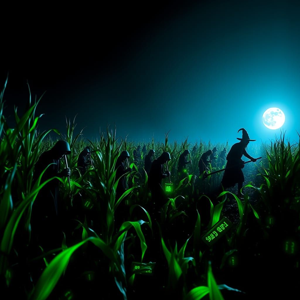 Nightmarish Harvest Festival with Binary Code Ghosts and Wit...