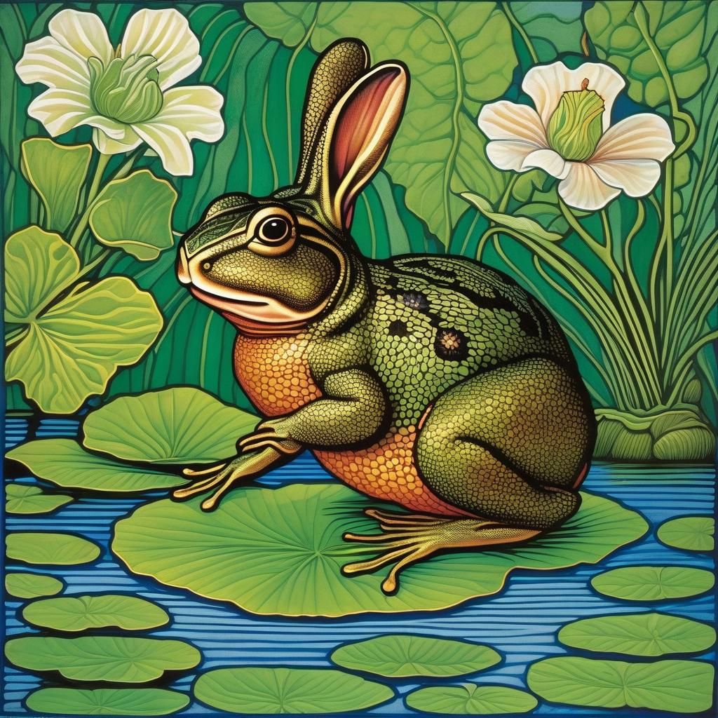 Cute Rabbit-Frog Hybrid in Children's Illustration Style