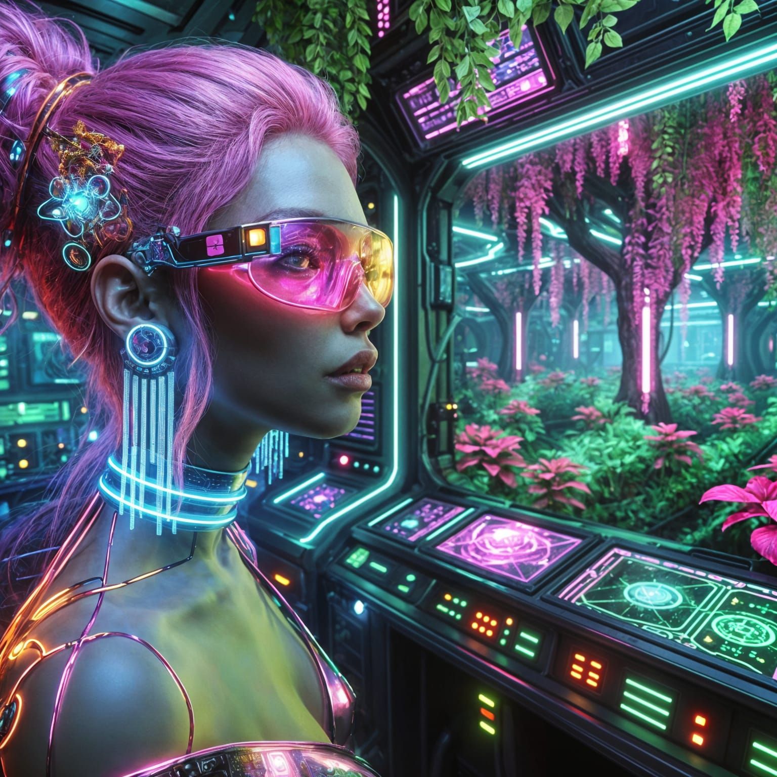 Cyberpunk Arboretum: Neon Garden Oasis