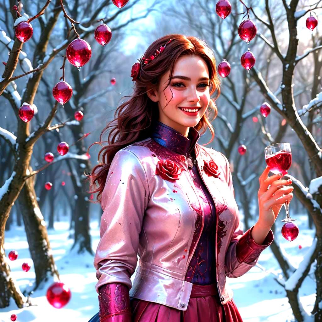 Stylish Woman with Grape Juice: Digital Matte Painting