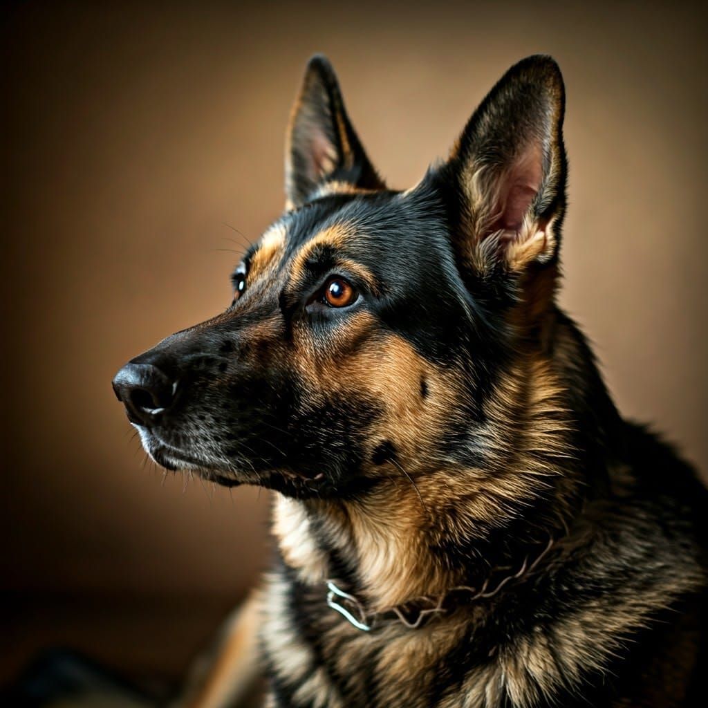 Sleek German Shepherd Portrait in Natural Lighting