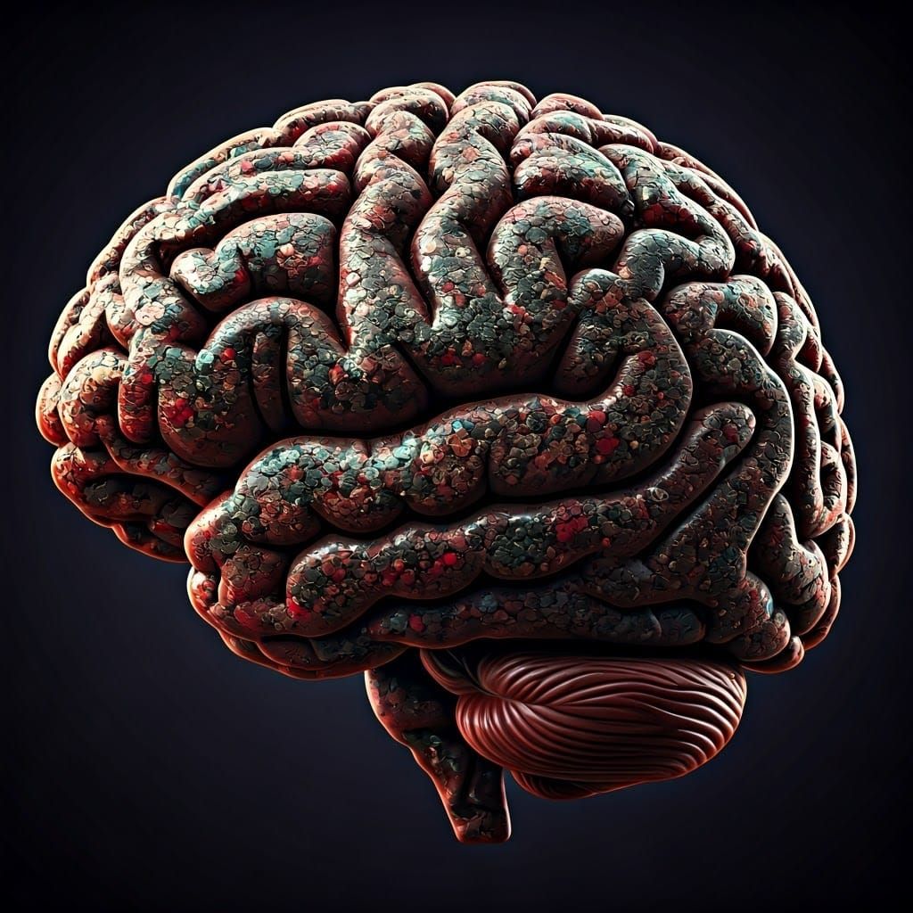 Gemstone Brain Sculpture in 3D Rendered Style