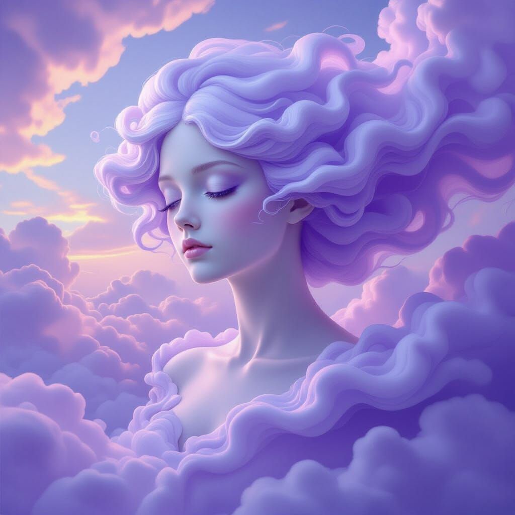 Ethereal Cloud Girl: Surrealist Masterpiece