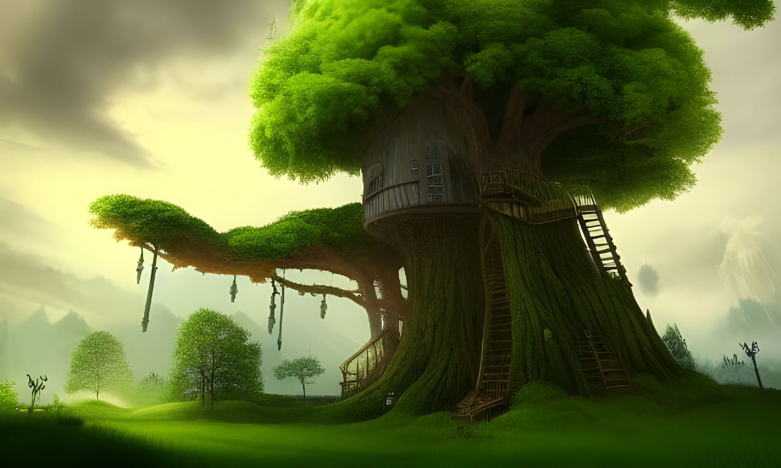 Fantastical Giant Treehouse Concept Art