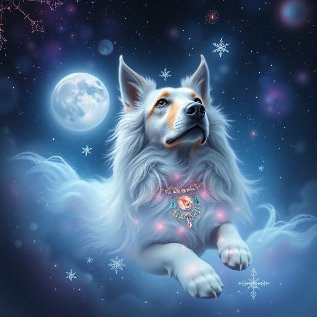Ethereal Afghan Hound Spirit in Cosmic Maelstrom