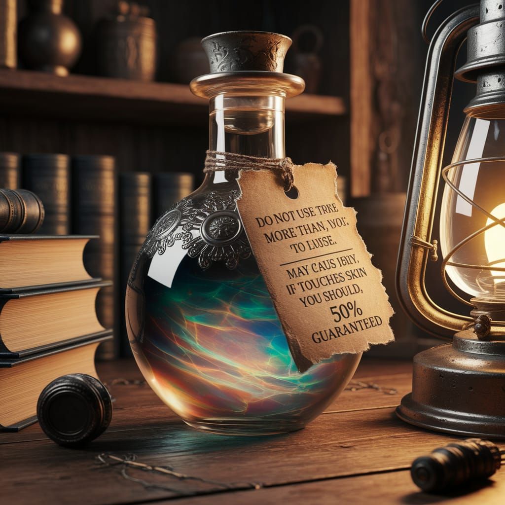 Elaborate Potion Bottle with Warning Label