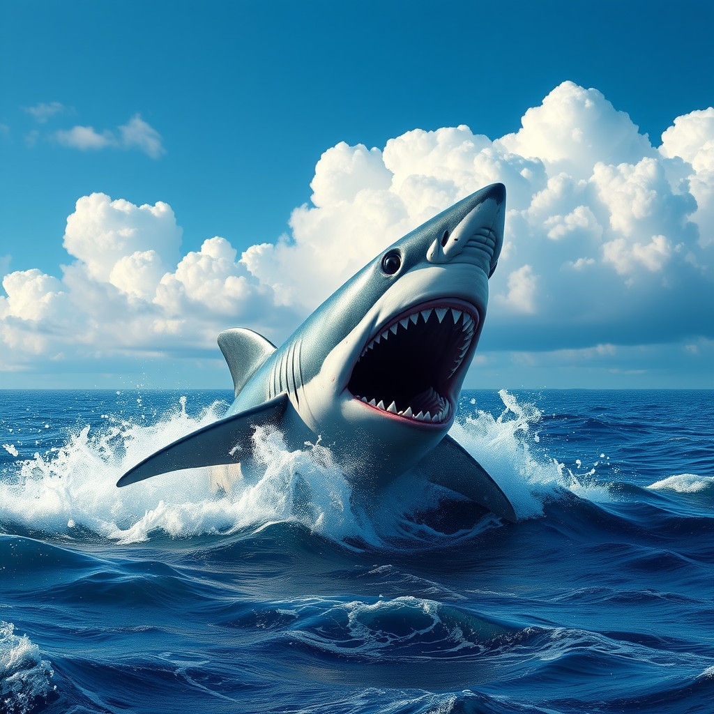 Giant Shark Breaching: Fantasy Concept Art