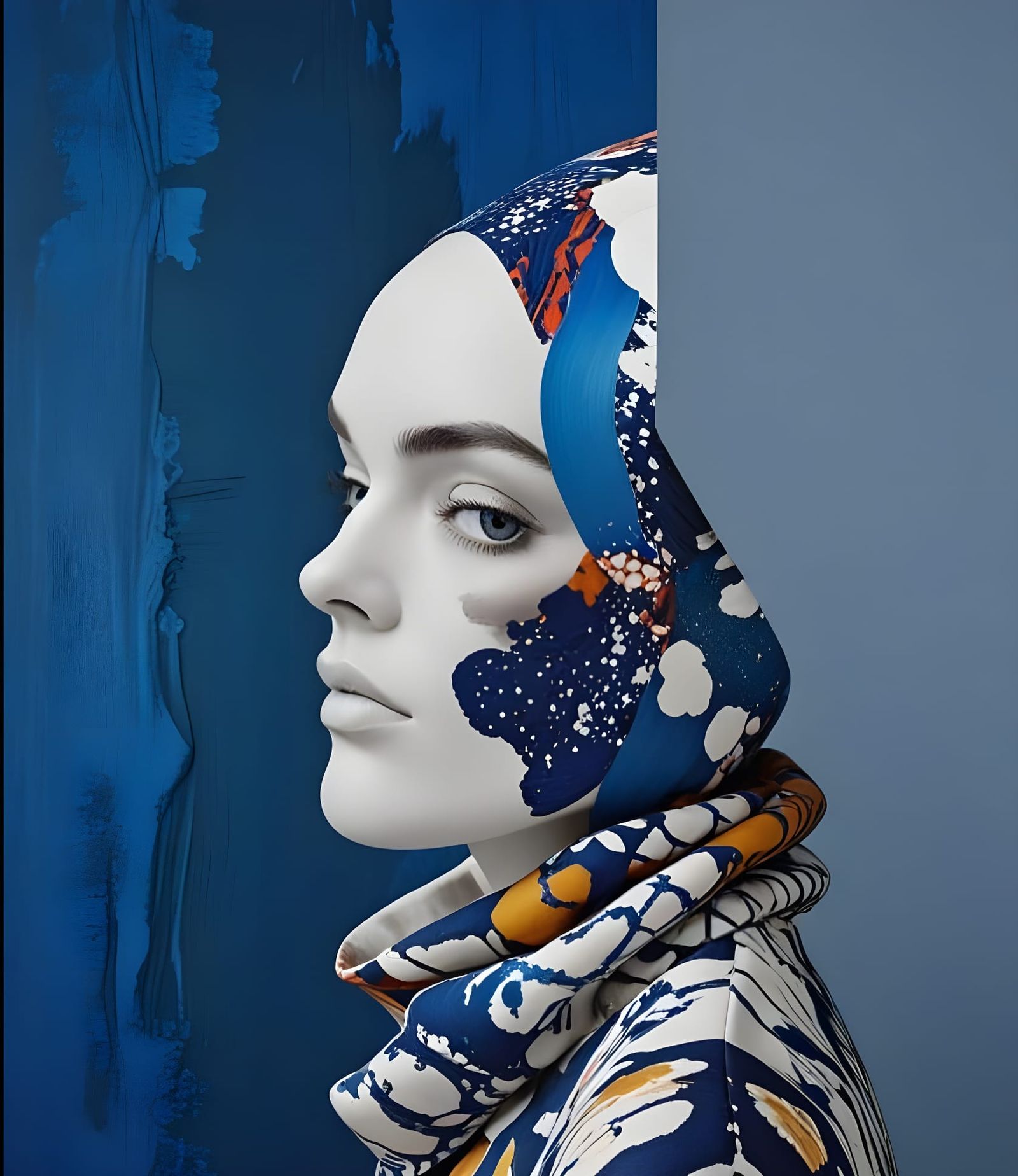 Portrait of a Mystical Figure in Quirky, Layered Fashion