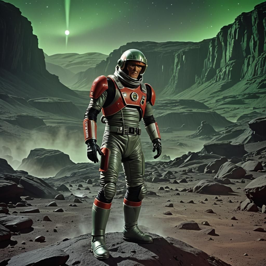 Captain Scarlet on Mars in Cinematic Sci-Fi Style