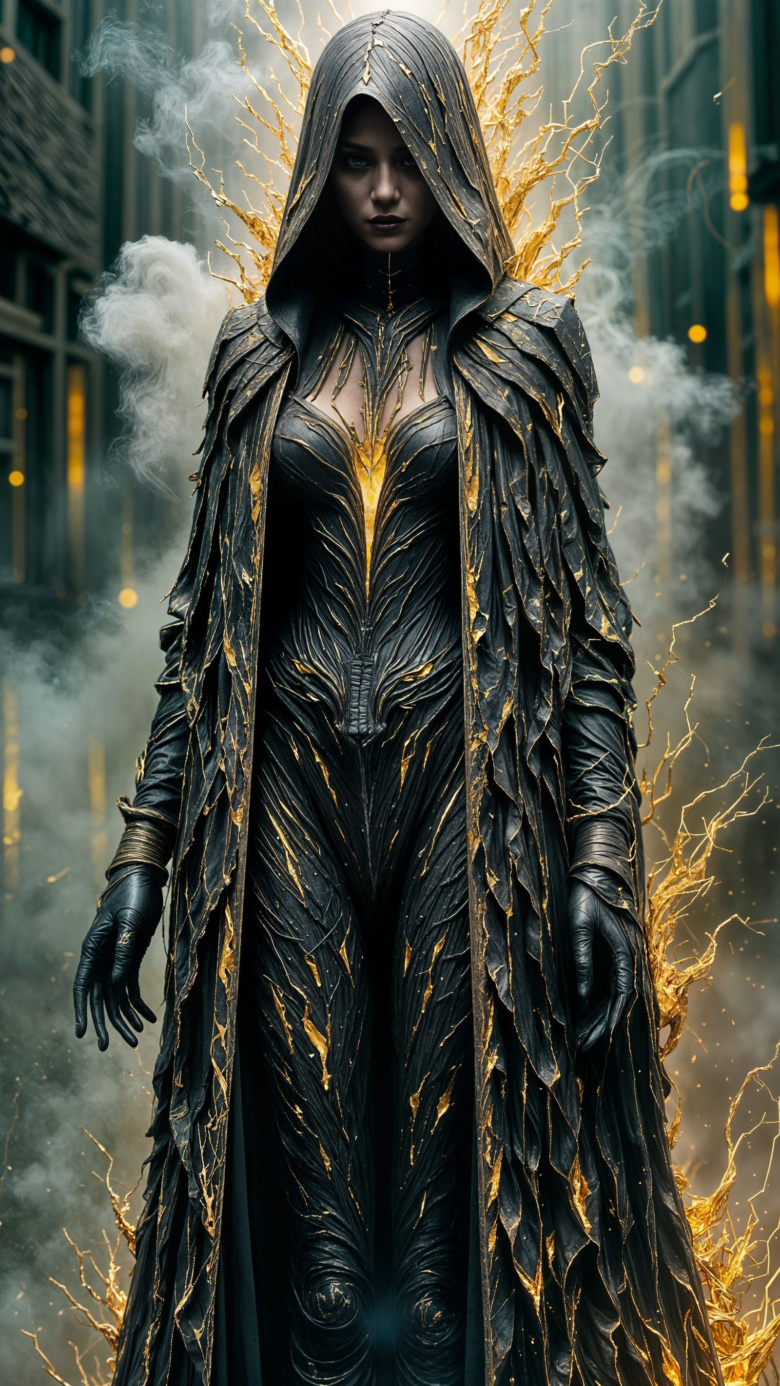 Nightmarish Kintsugi Creatures in Dark Abstract Reality