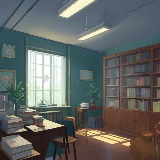 Cozy Anime Study Room with Sleeping Girl