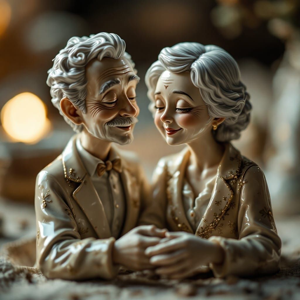 Vintage Porcelain Couple in Moody Light