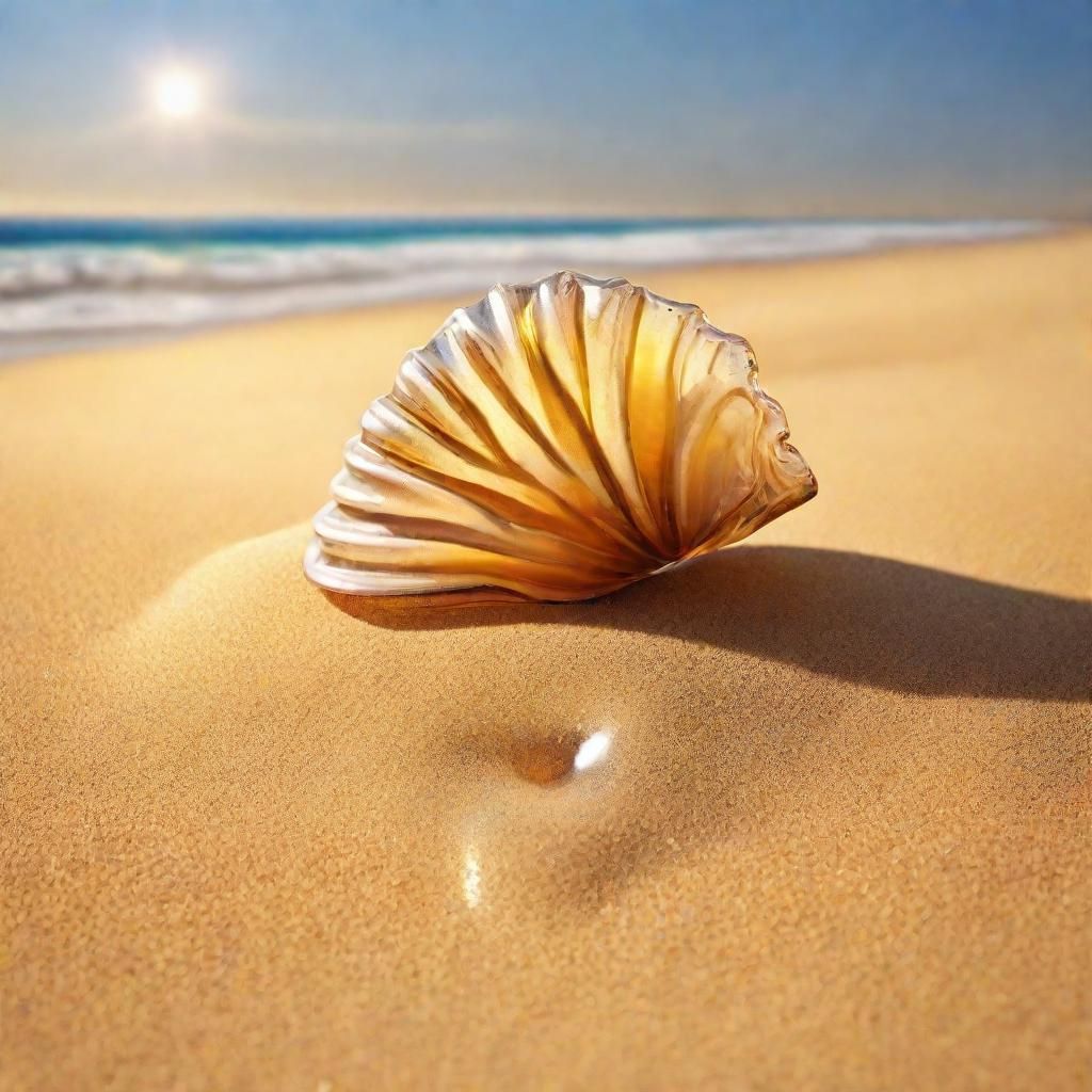 Crystal Shell on Mediterranean Beach: Hyperrealistic Splash ...