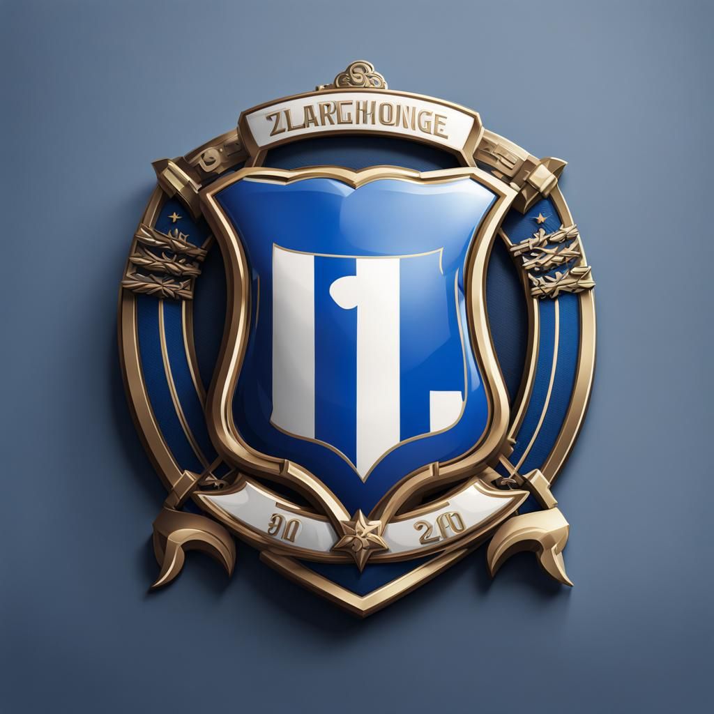 Football Team Badge with Castle, Greyhound, and Lager