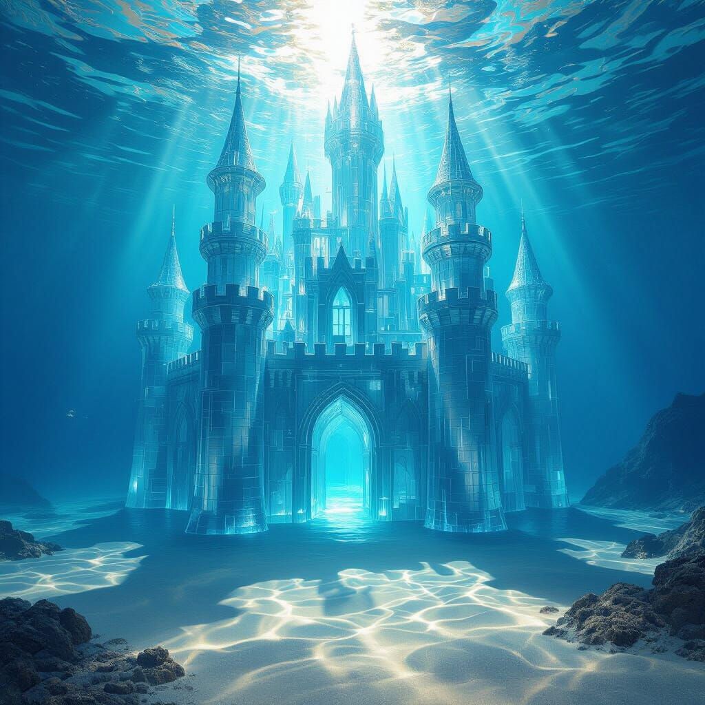 Transparent Water Castle in Ocean Depths