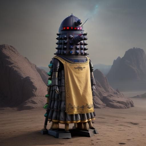 Dalek in Embroidered Apron: Detailed Matte Painting