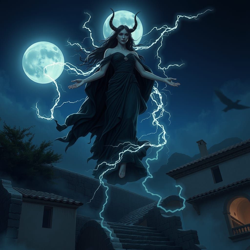 Majestic Hecate: Goddess of Magic in Dark Fantasy Style