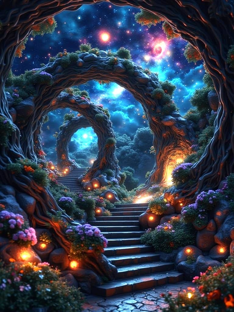 Cosmic Whimsy in a Dreamlike Landscape