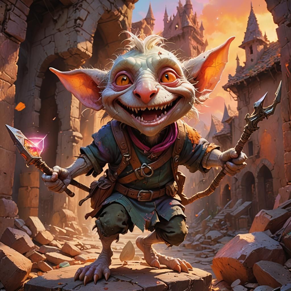 Joyful Goblin Riding Rat: Hyperrealistic Fantasy Art