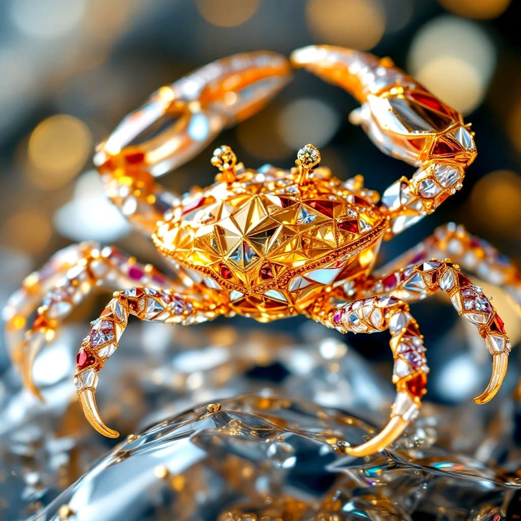 Golden Jeweled Crab in Crystal Luxury