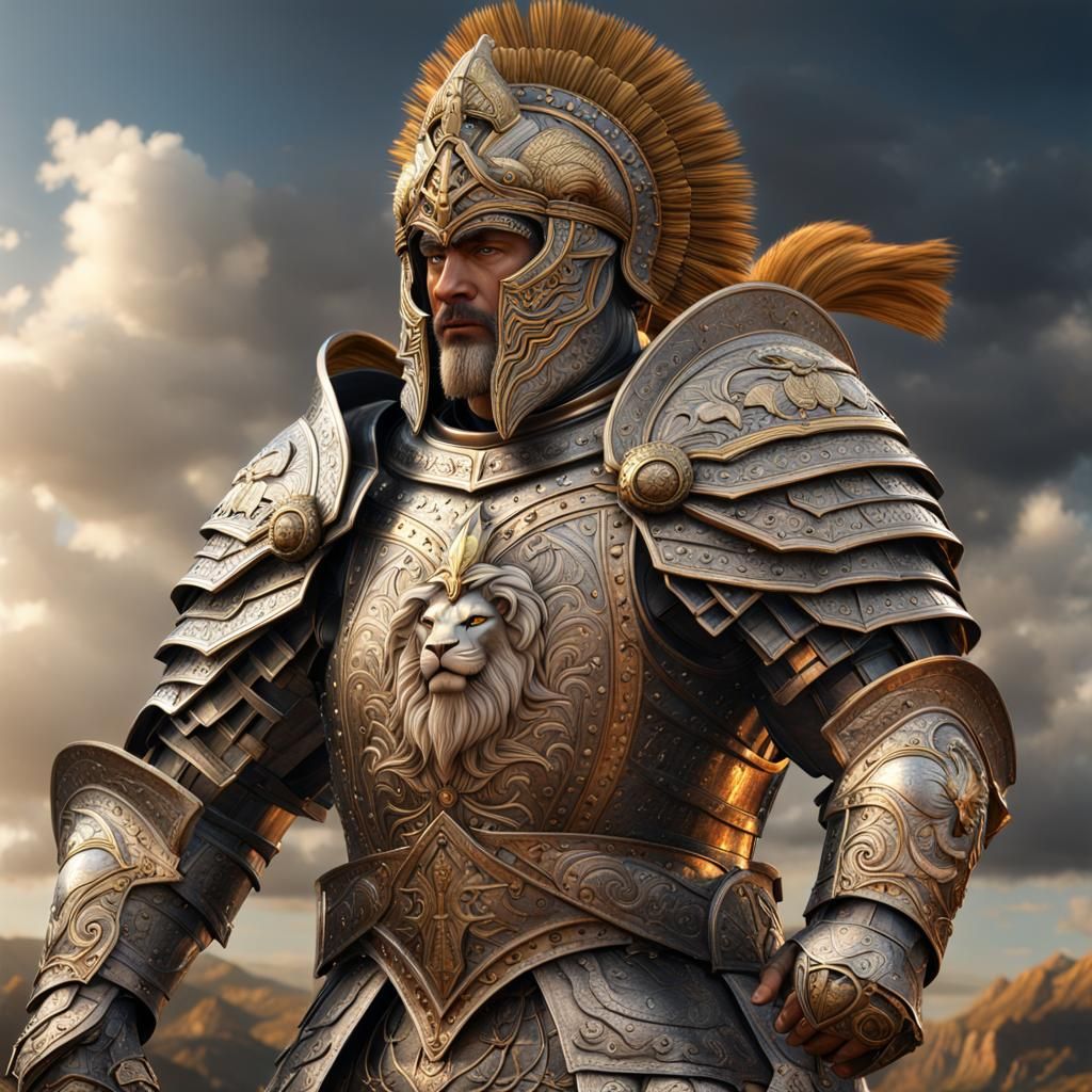 Holy Warrior in Armor, Ready for Battle