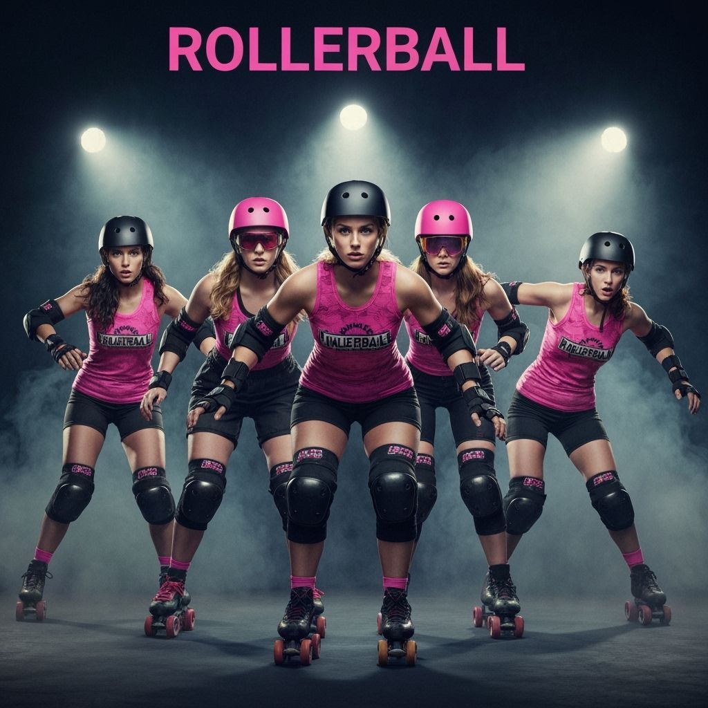 Cyberpunk Roller Derby Women in Pop Art Style