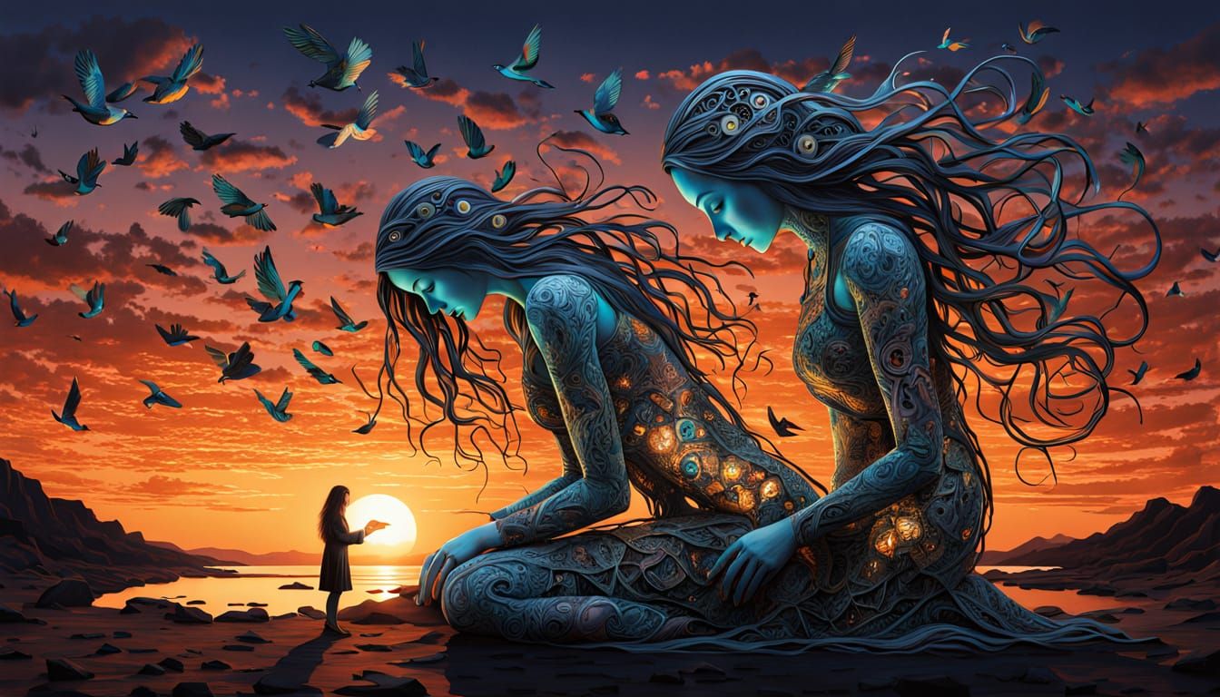 Surreal Dreamlike Sculpture of a Resilient Woman