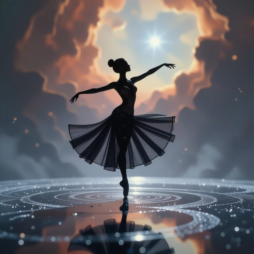 Obsidian Dancer on Nebula in Fantasy Concept Art Style