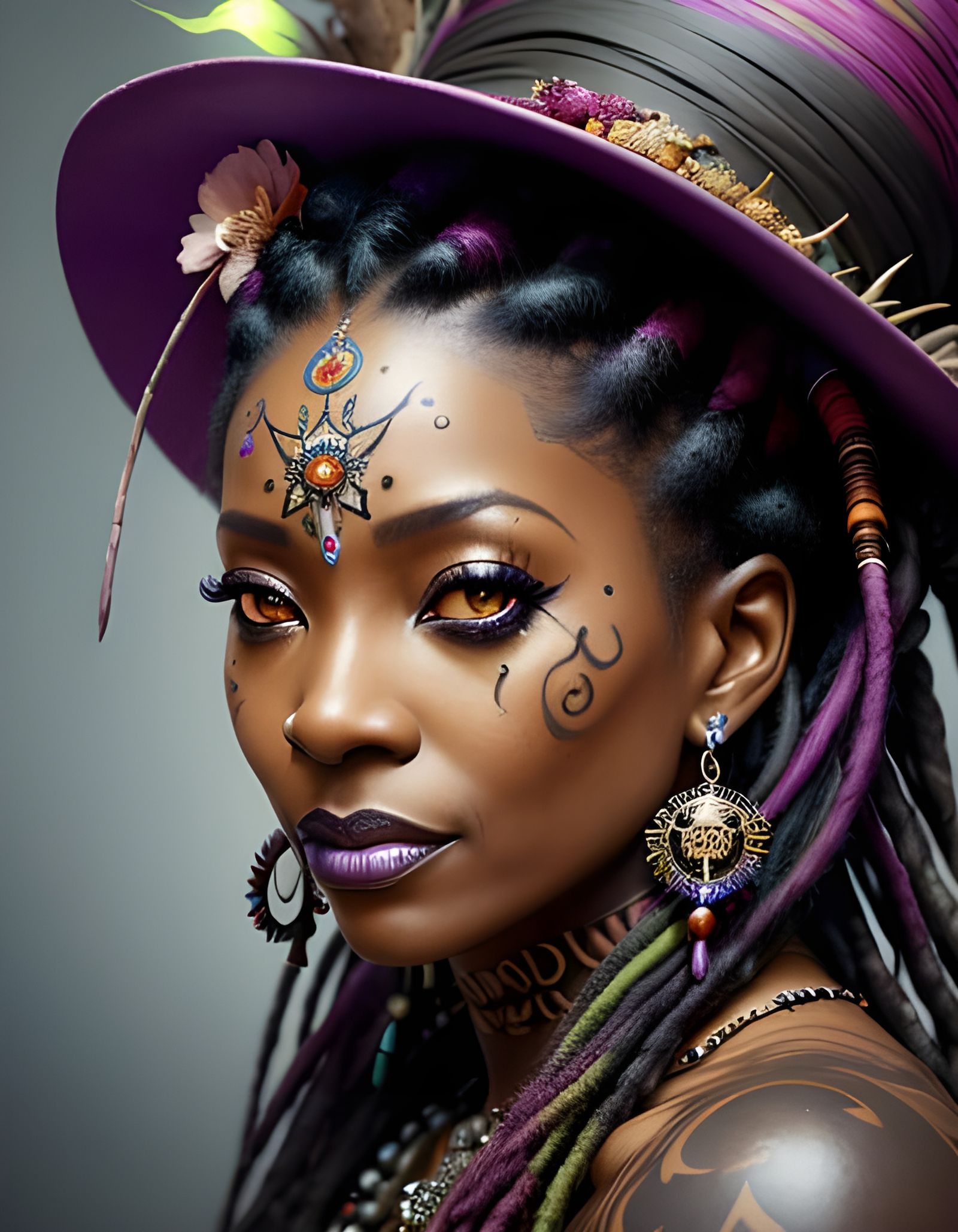 Voodoo Witch Doctor Portrait with Magic Glow